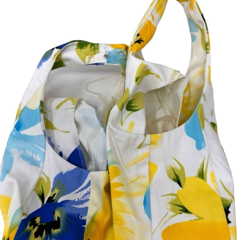 Lauren Ralph Lauren Yellow Floral Print Sleeveless Dress Sz 8 V Neck Knee Length - Picture 12 of 15
